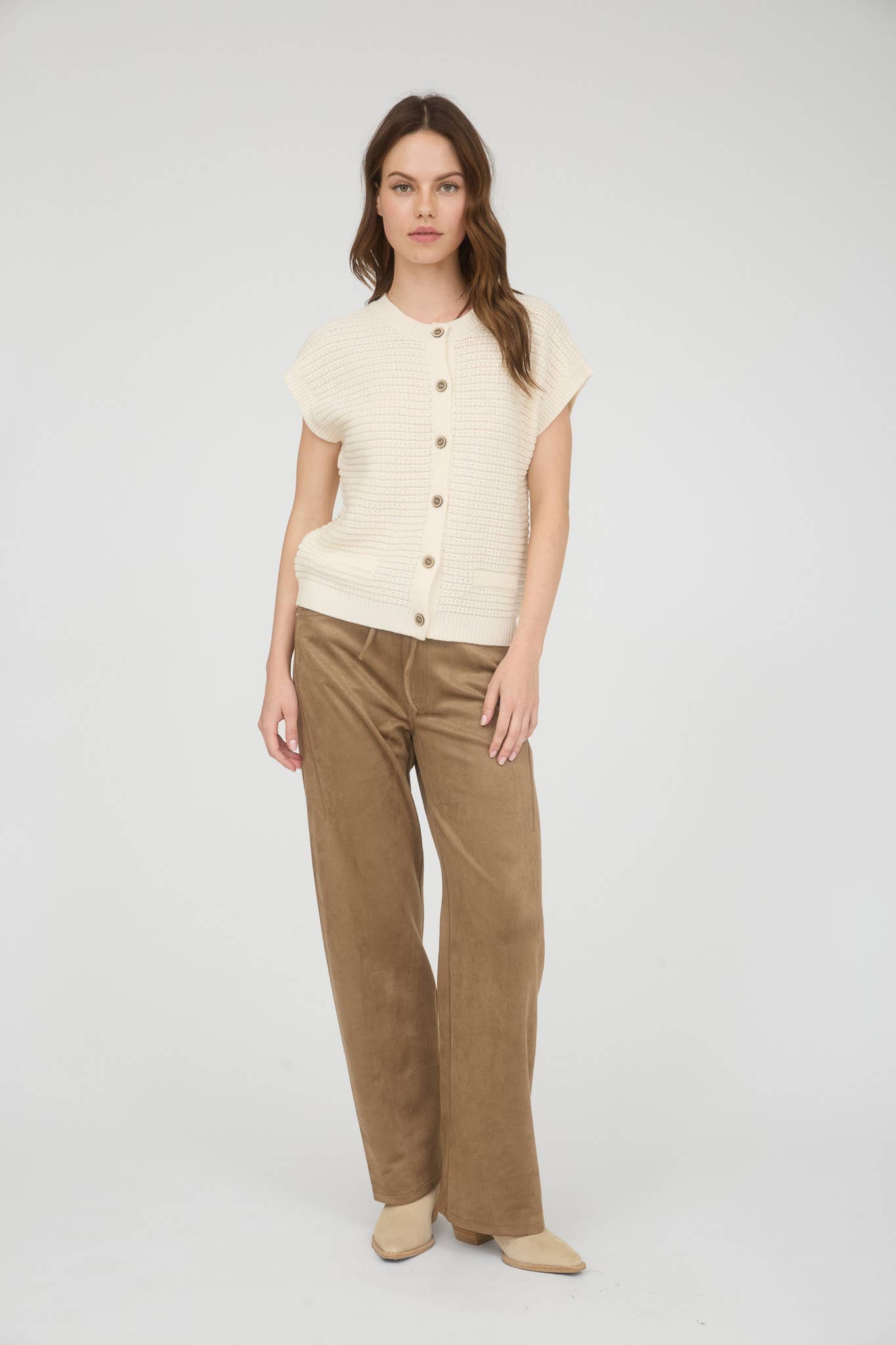 Textured Knit Cardigan Vest