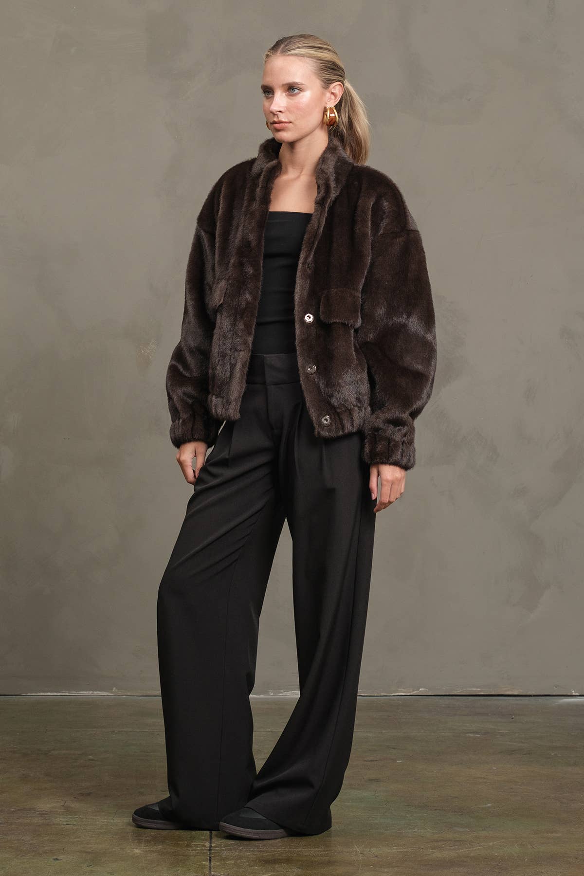 Faux Fur Button Jacket