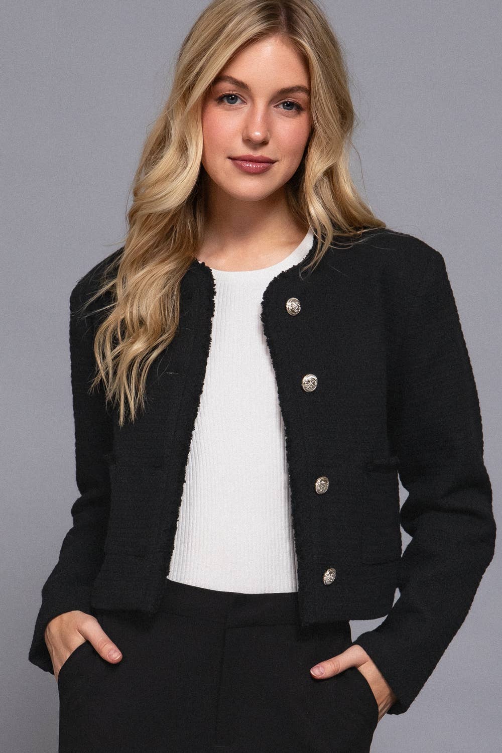 Button Down Tweed Jacket
