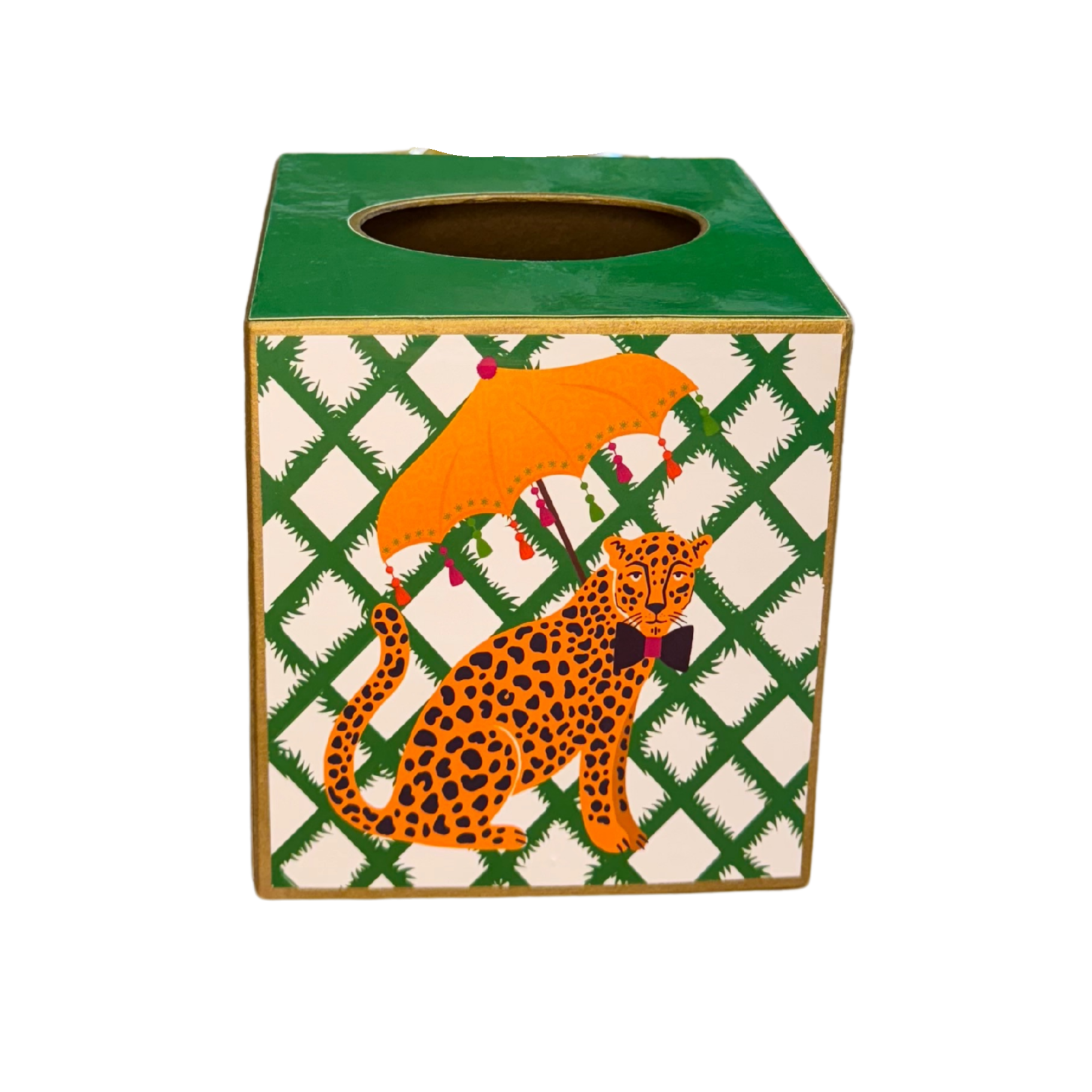 Tissue Box w/ Bow Tie Leopard