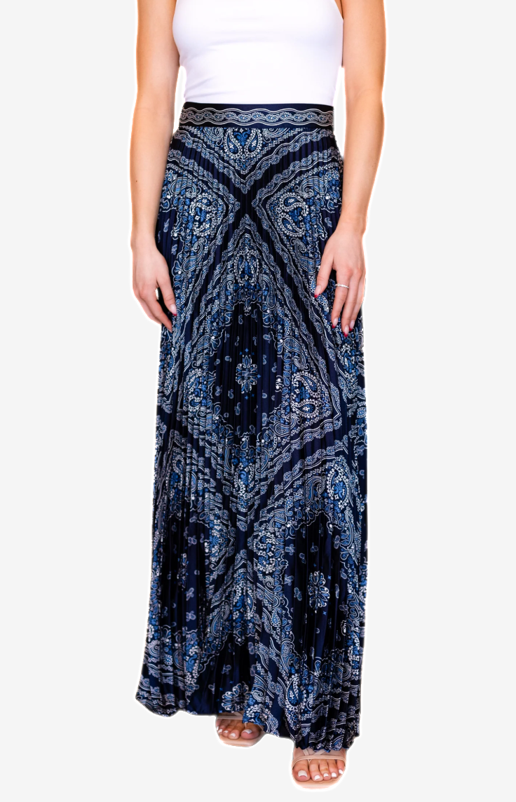 Bandana Print Pleated Skirt