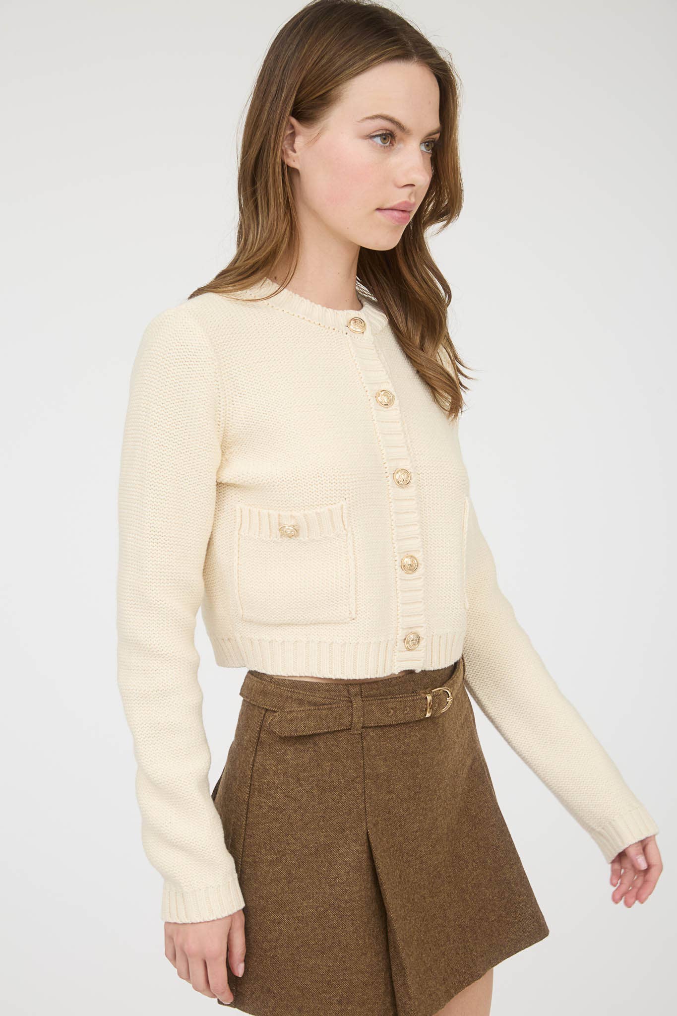 Gold Button Ribbed Cardigan
