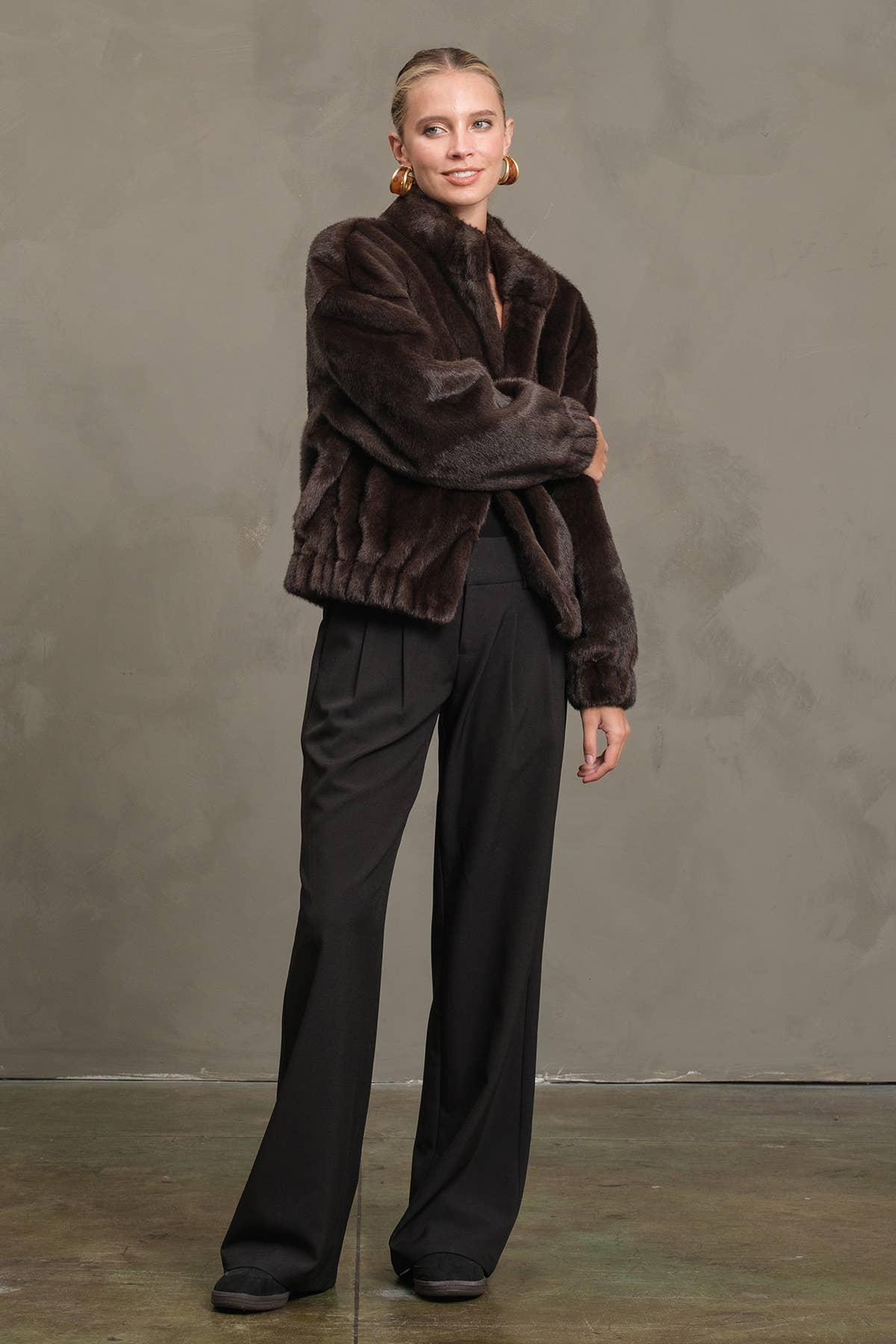 Faux Fur Button Jacket
