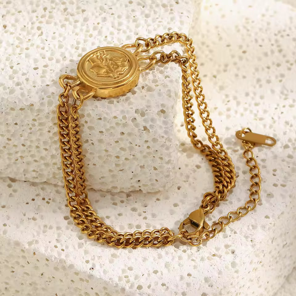 Gold Coin Chain Bracelet