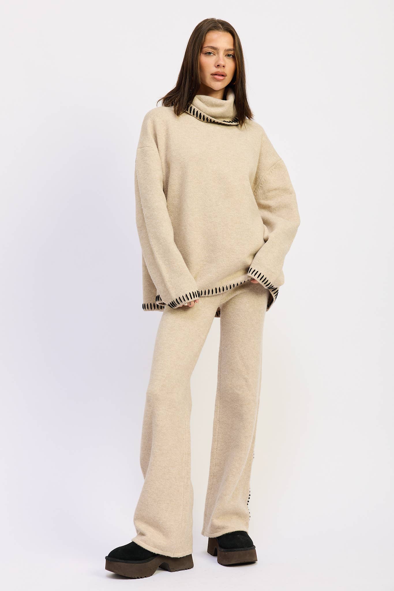 Contrast Stitch Turtleneck
