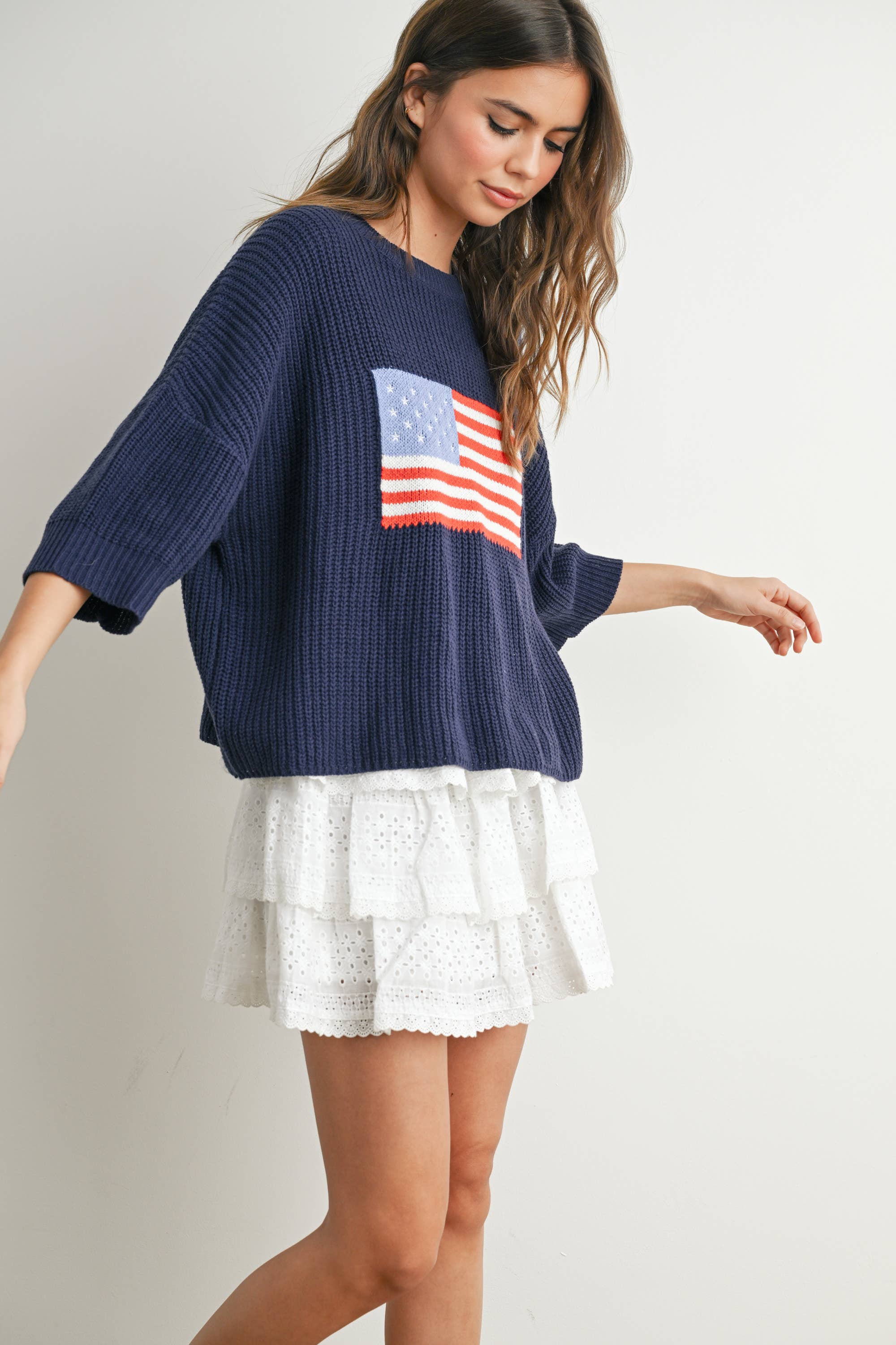 Flag Print Knit Sweater