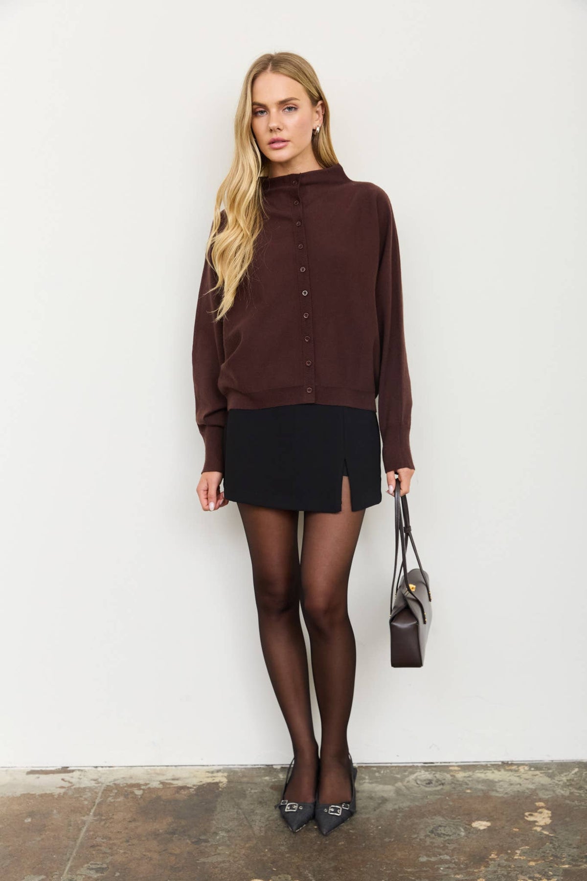 Boat Neck Button Cardigan