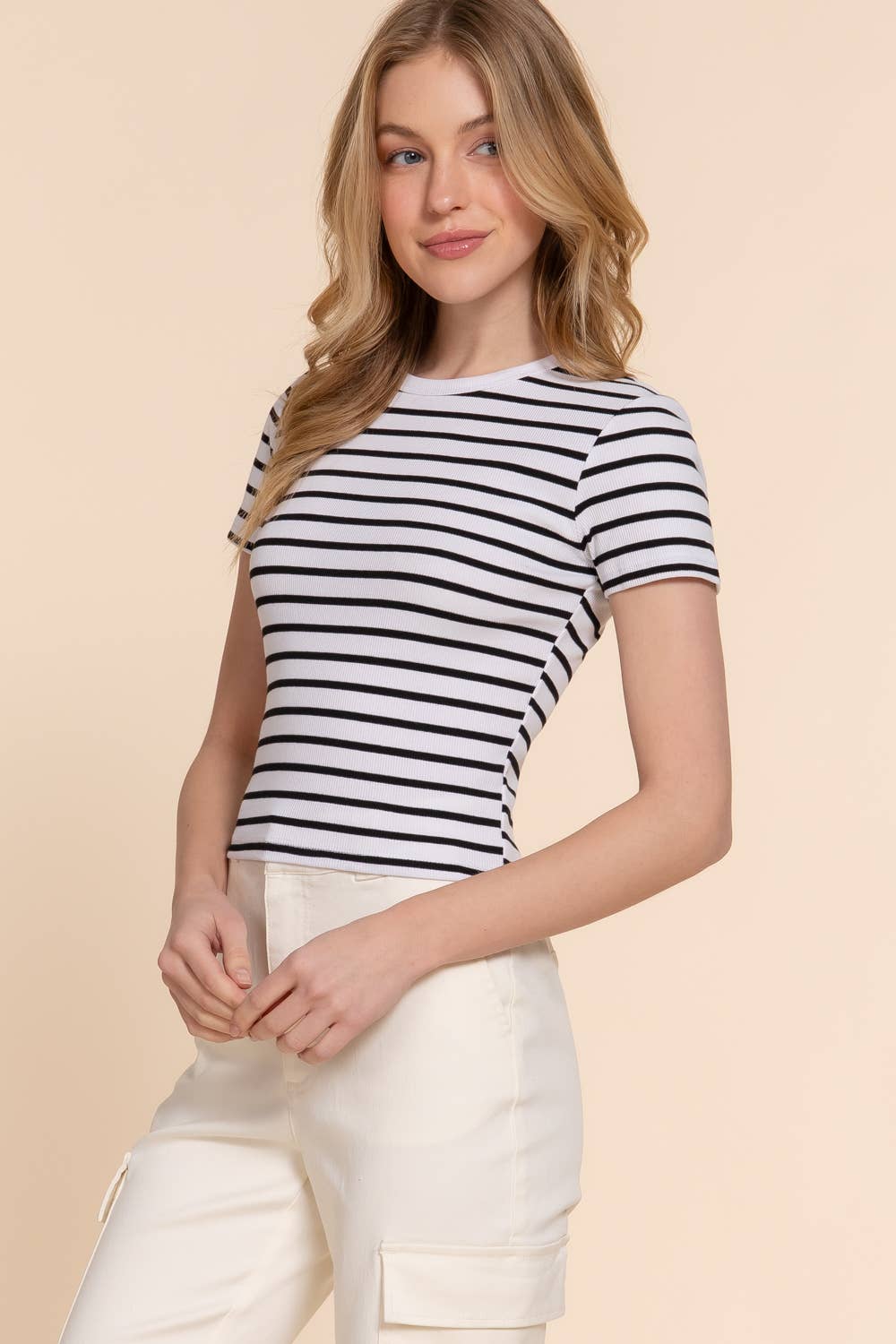 Stripe Cotton Rib Tee