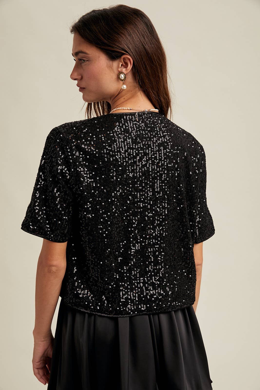 Sequin Bow Detail Top