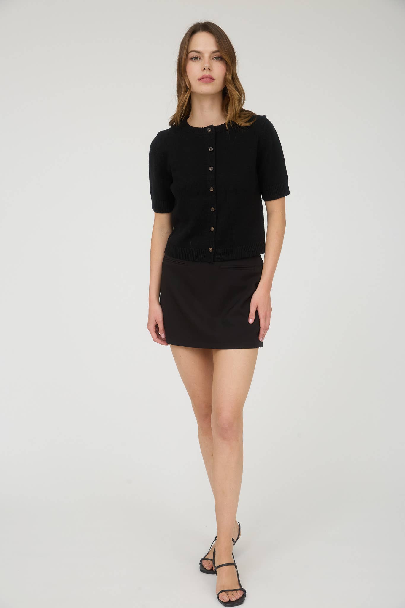 Short Sleeve Button Down Cardigan