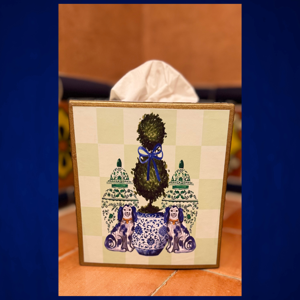 Tissue Box w/ Staffordshire Dogs