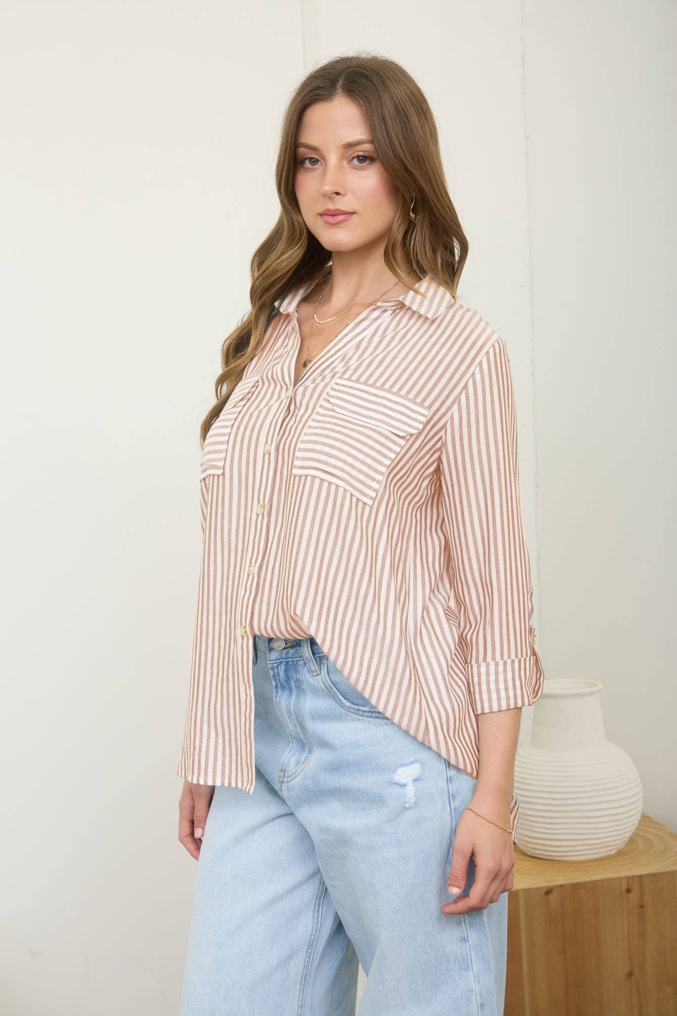 Lightweight Stripe Button Down