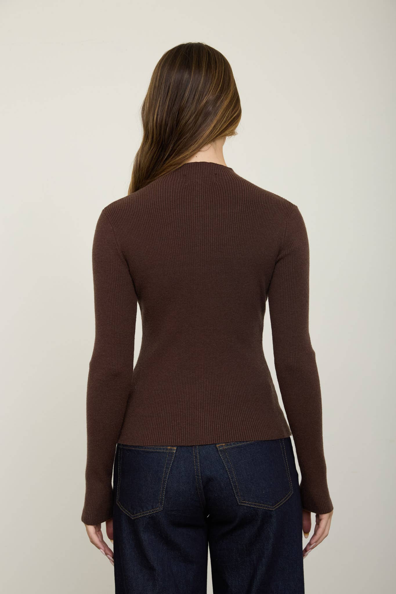 Mock Neck Button Knit Cardigan