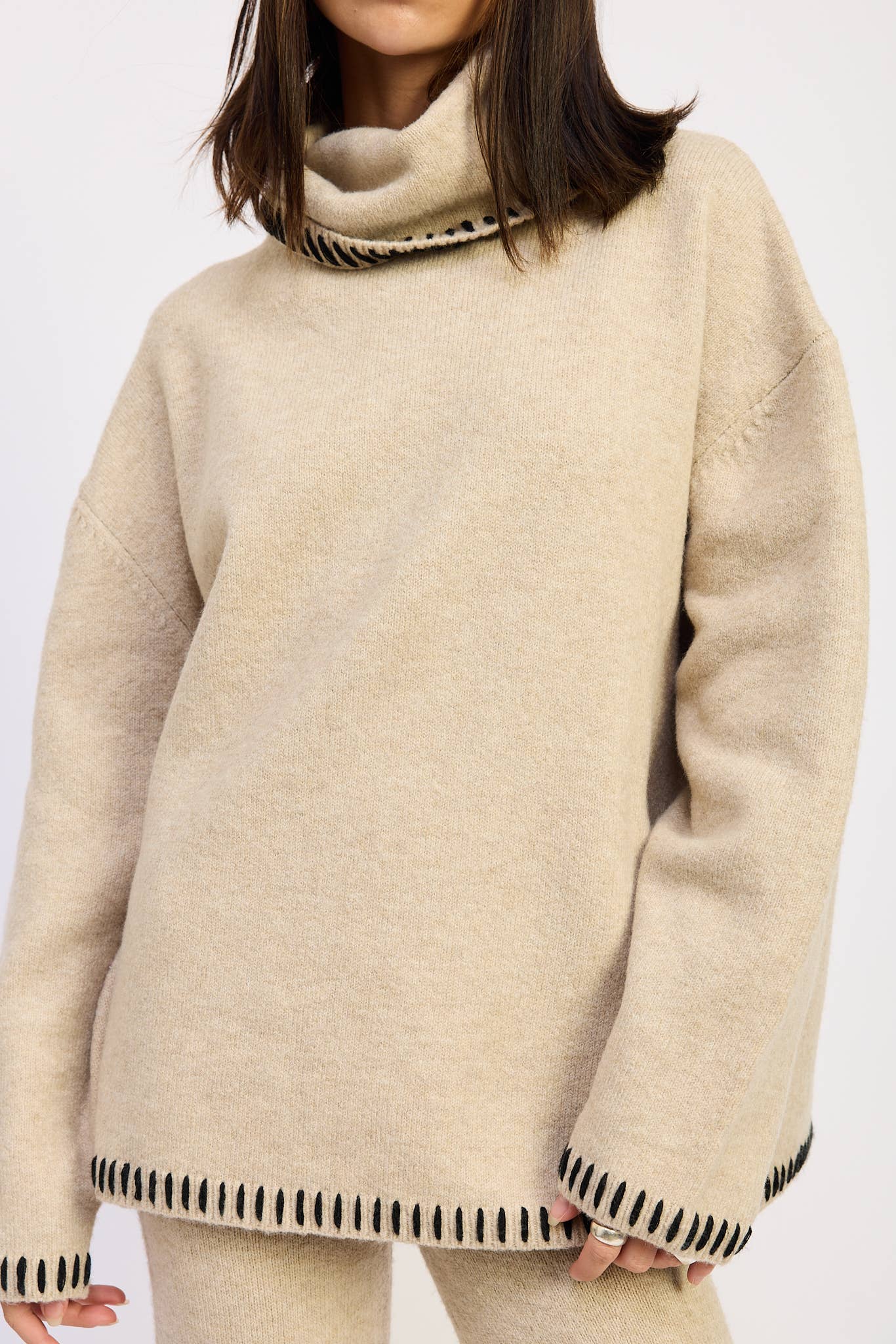 Contrast Stitch Turtleneck