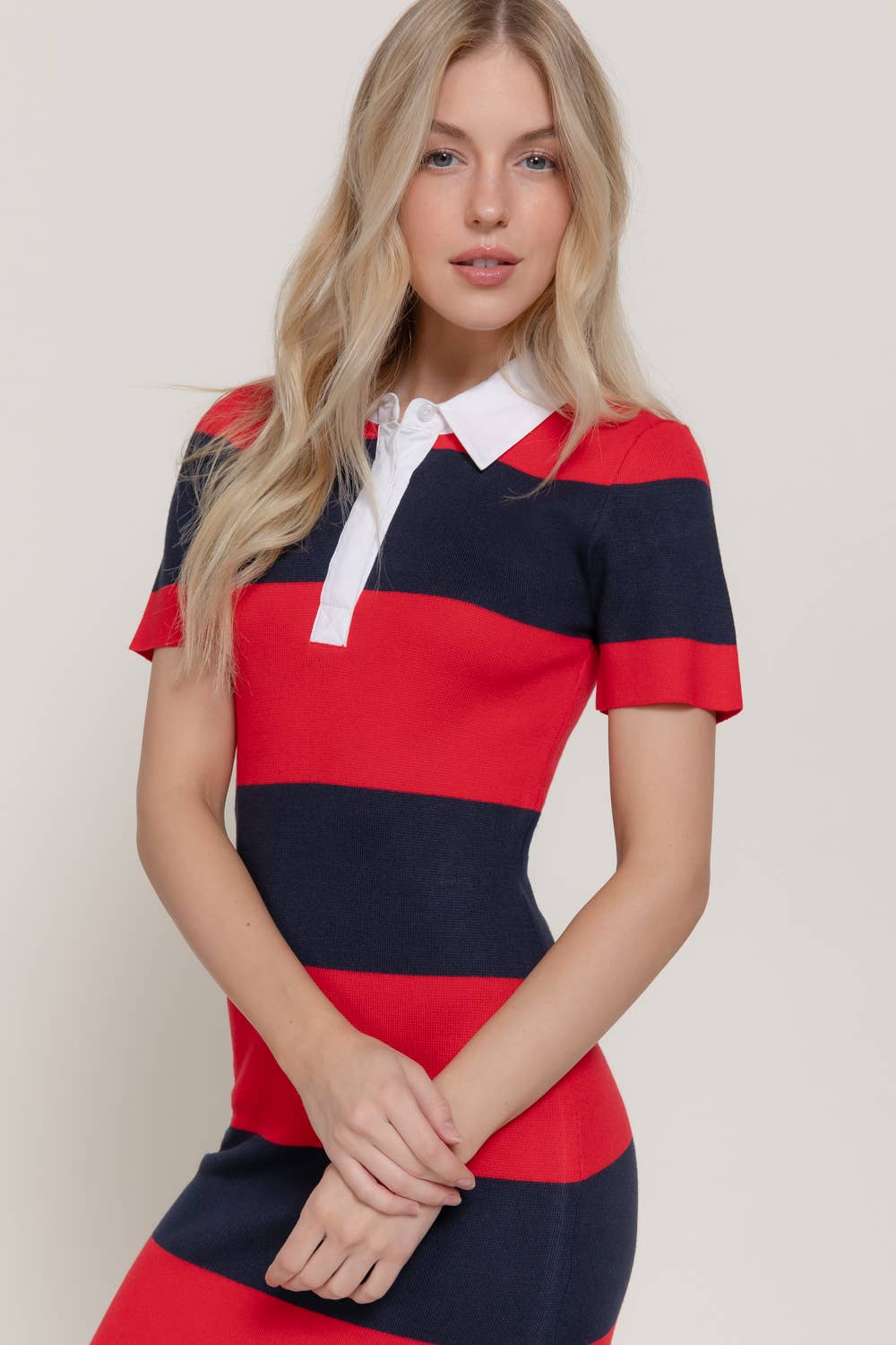 Stripe Knit Polo Dress