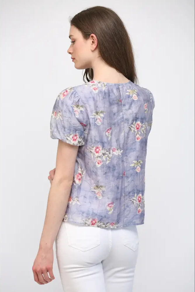 Gathered Neck Floral Top