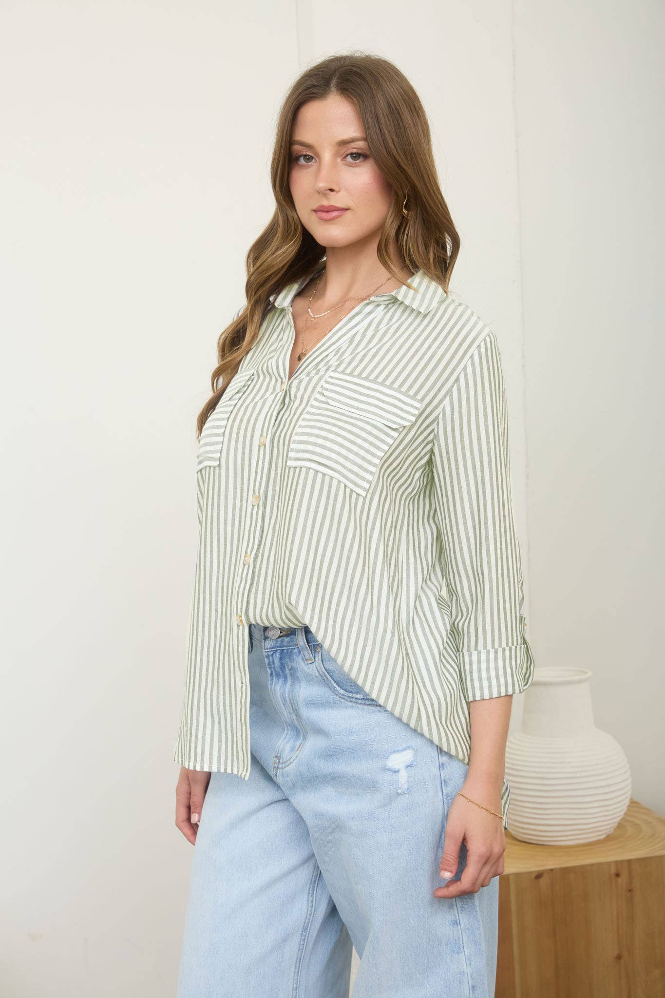 Lightweight Stripe Button Down