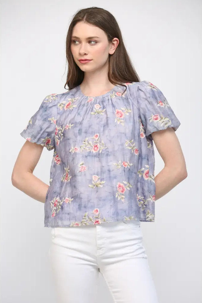 Gathered Neck Floral Top