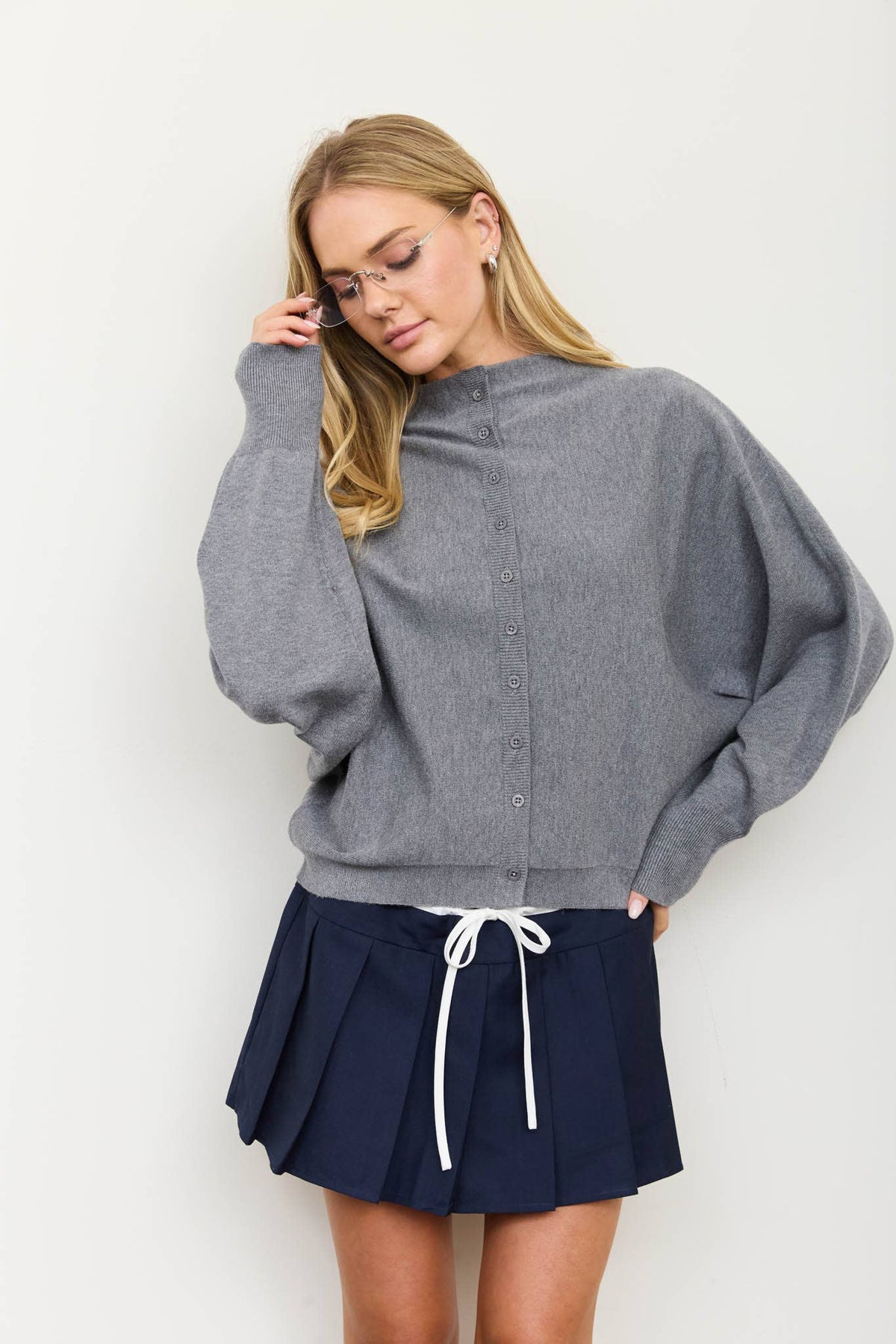 Boat Neck Button Cardigan