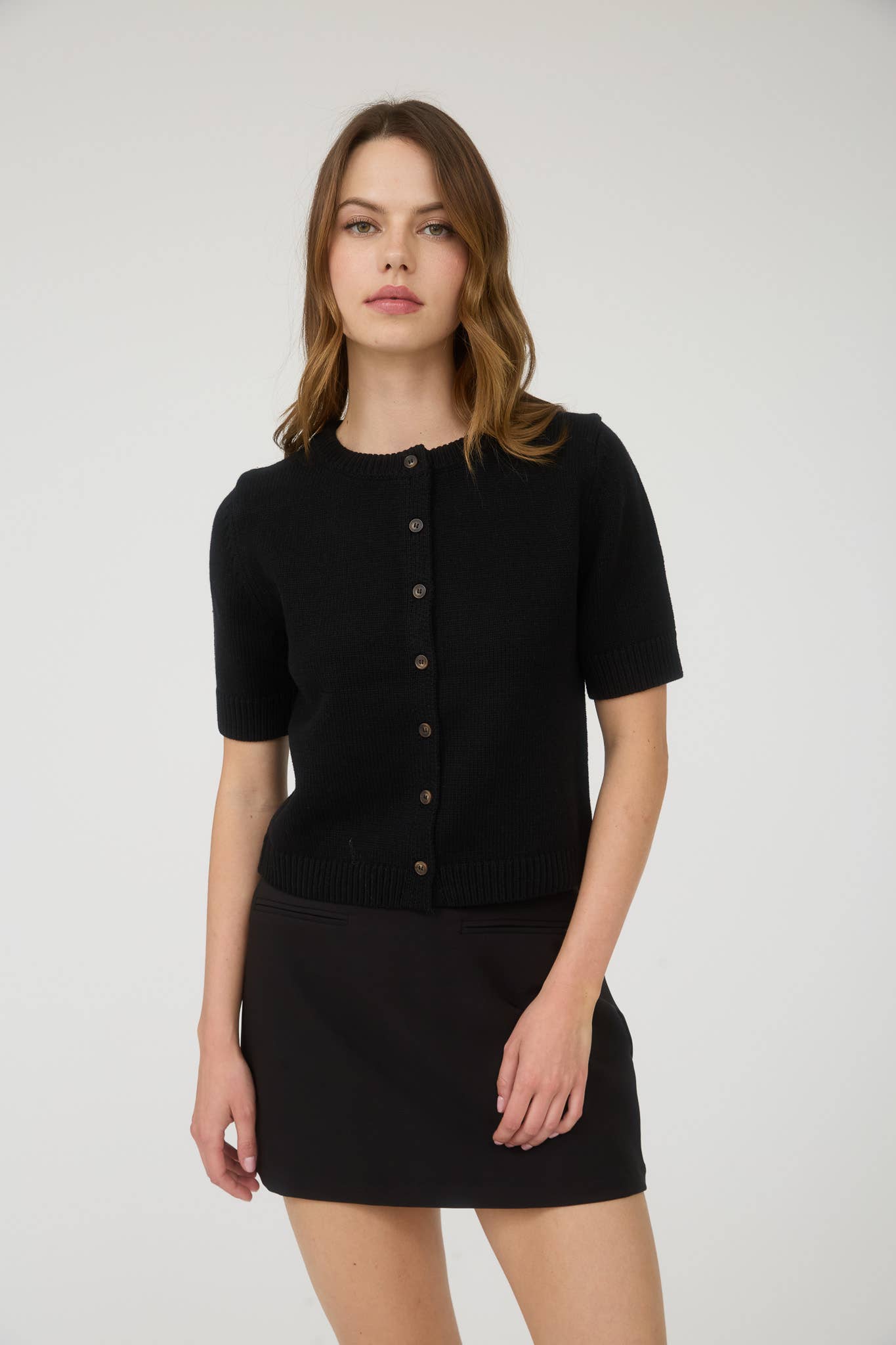 Short Sleeve Button Down Cardigan