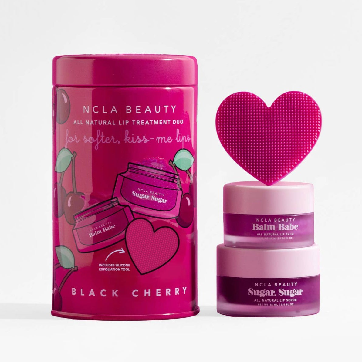 NCLA Beauty Black Cherry Lip Care Set + Lip Scrubber front 