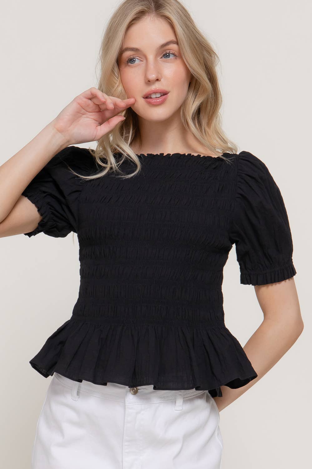 Puff Sleeve Smocked Top