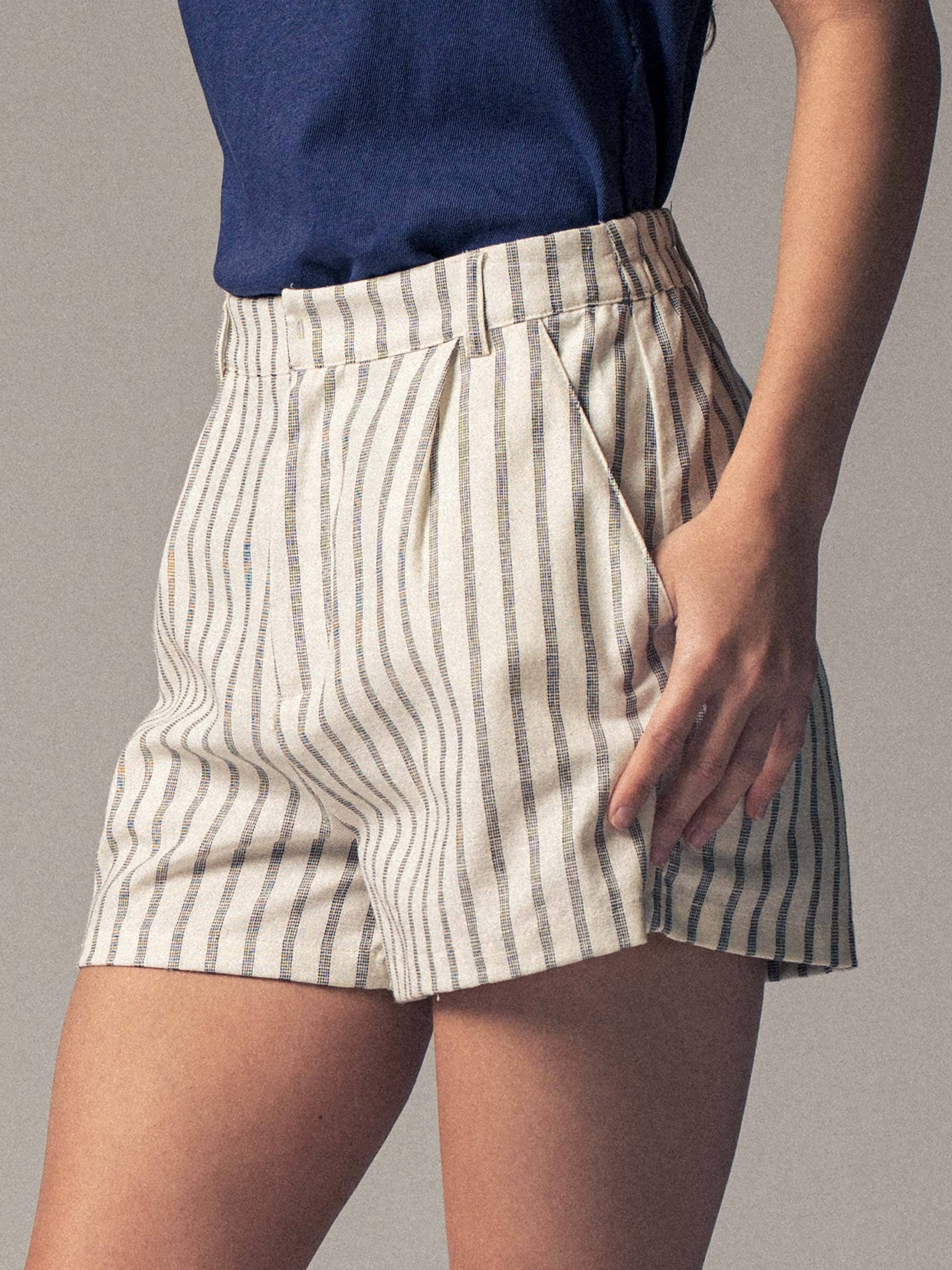 Coastal Linen Striped Shorts
