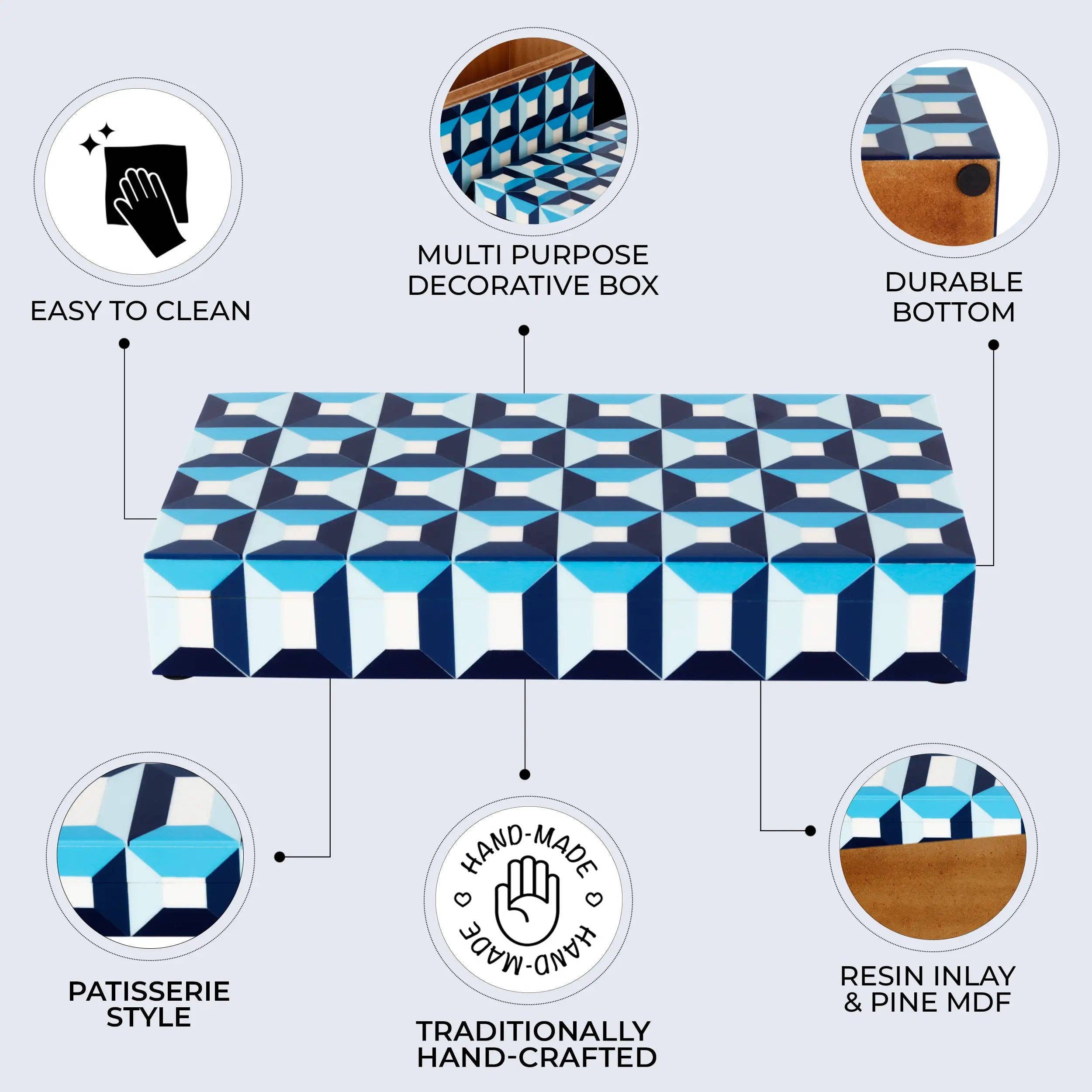 Blue Geometric Decorative Box