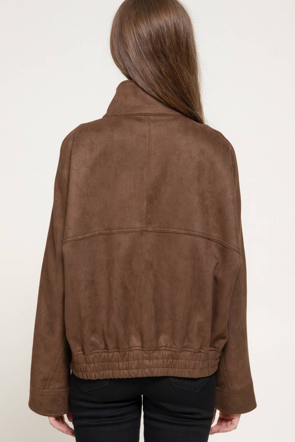 High Neck Faux Suede Jacket