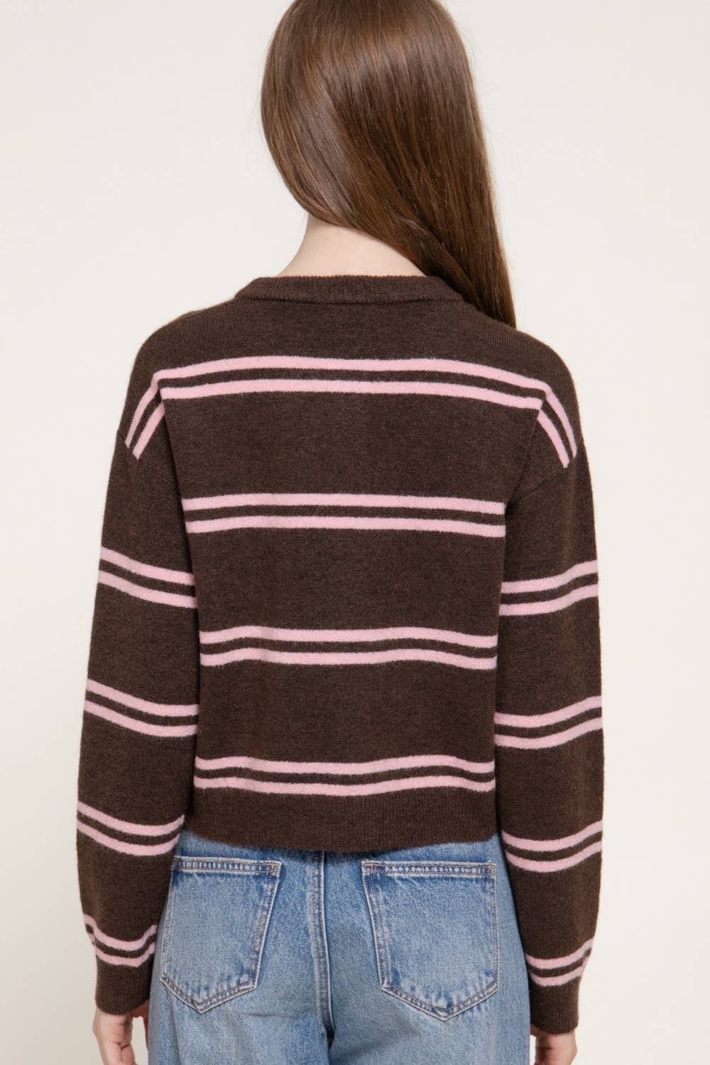 Button Down Striped Cardigan