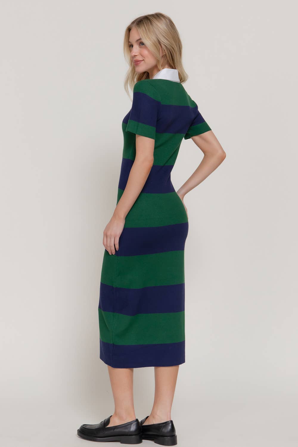 Stripe Knit Polo Dress
