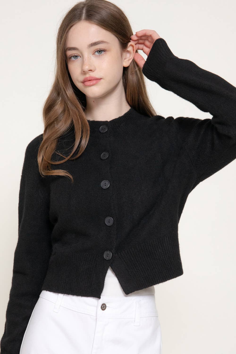 Round Neck Button Down Sweater