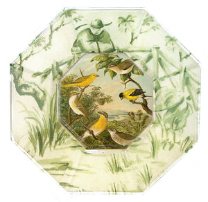 Yellow Birds Decoupage Glass Plate front | MILK MONEY milkmoney.co | 	Home decor online, Modern home decor, Luxury home furnishings, Best home decor, Home accessories for sale, Living room furniture sets, Kitchen decor ideas, Wall art for home, Bathroom accessories, Vintage home decor, Minimalist home decor
