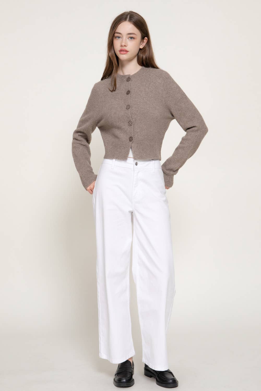 Round Neck Button Down Sweater
