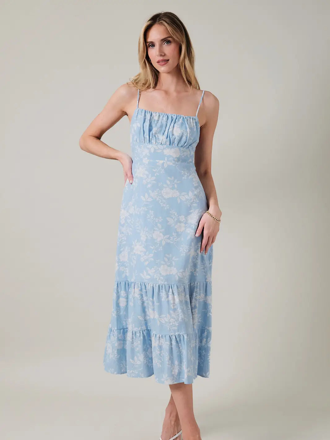 Floral Linen Midi Dress