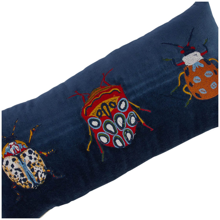 Beetles Cotton Velvet Embroidered Lumbar Pillow blue front | MILK MONEY milkmoney.co | 	Home decor online, Modern home decor, Luxury home furnishings, Best home decor, Home accessories for sale, Living room furniture sets, Kitchen decor ideas, Wall art for home, Bathroom accessories, Vintage home decor, Minimalist home decor
