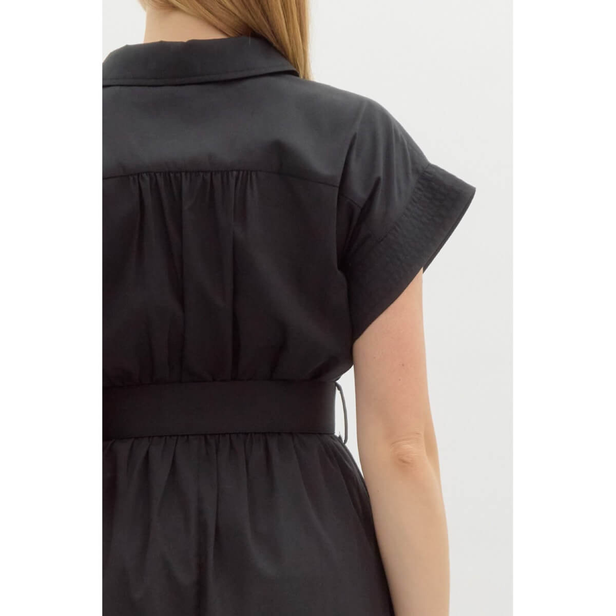 Belted Shirt Midi Dress  black back | MILK MONEY milkmoney.co | cute clothes for women. womens online clothing. trendy online clothing stores. womens casual clothing online. trendy clothes online. trendy women's clothing online. ladies online clothing stores. trendy women's clothing stores. cute female clothes.
