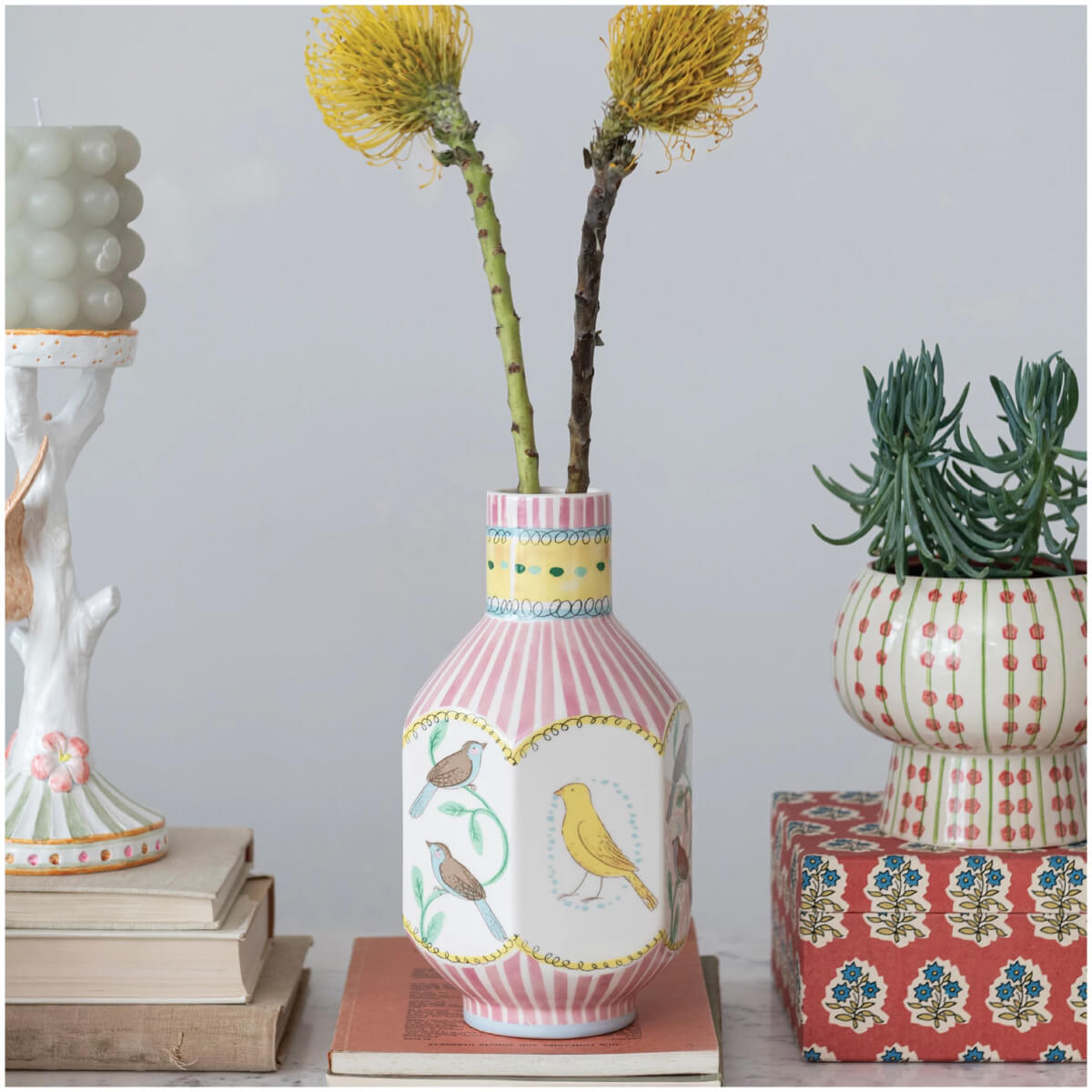 Birds Motif Ceramic Vase