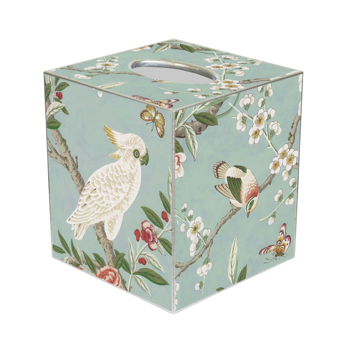 Birds & Bloom Paper Mache Tissue Box Cover