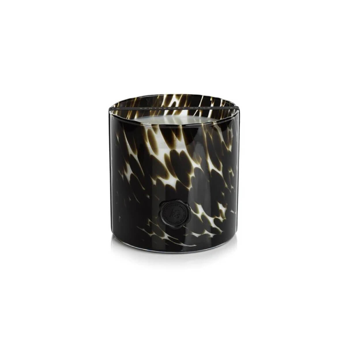 Black Fig & Vetiver Opal Glass 3 Wick Candle black front | MILK MONEY milkmoney.co | white elephant gift ideas, gift, mother's day gift ideas, white elephant gift, gift shops near me, cute home decor, mother's day gift, cute home accents, handmade in USA, elegant home decor