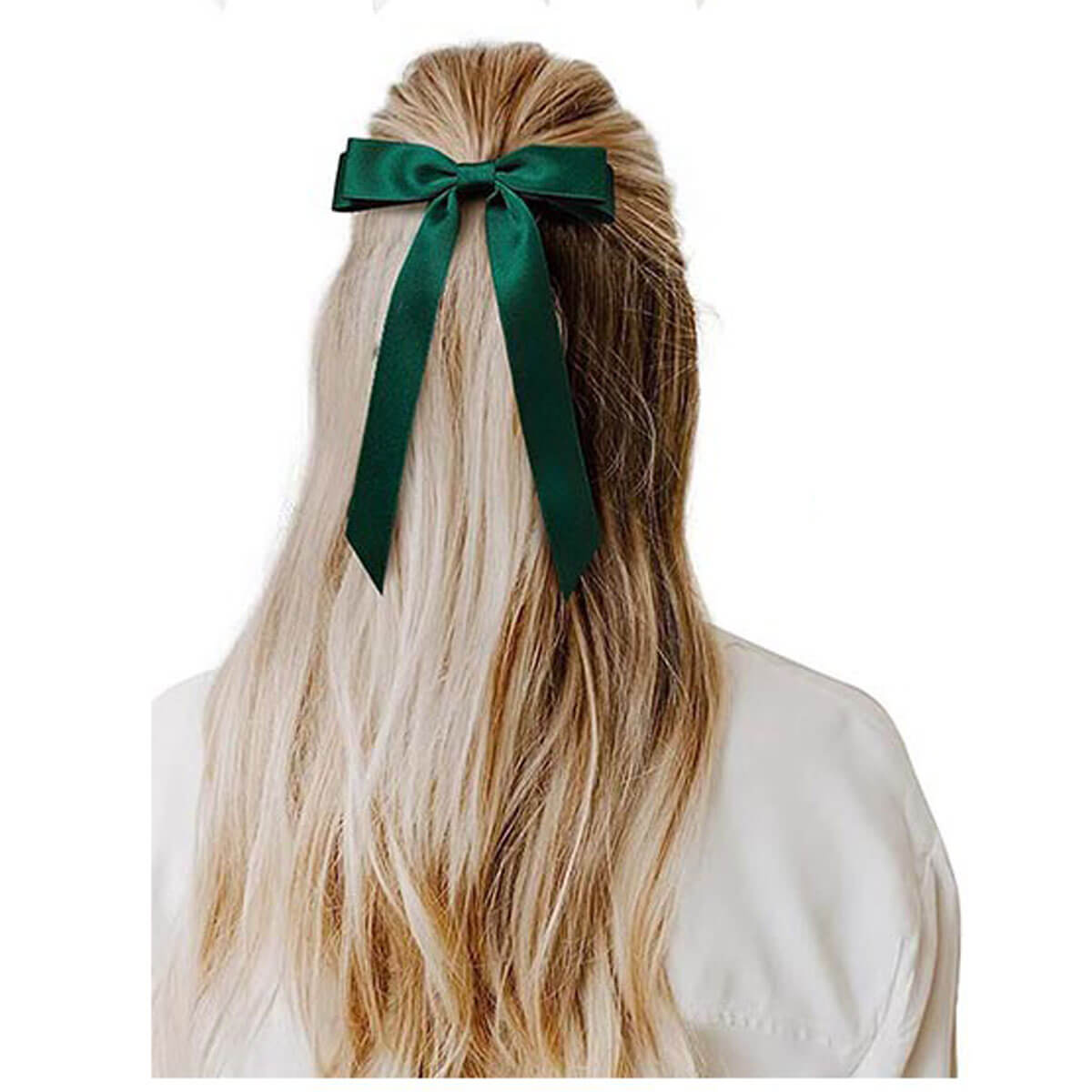 Bow Tie Hair Clip green model| MILK MONEY milkmoney.co | women's accessories. cute accessories. trendy accessories. cute accessories for girls. ladies accessories. women's fashion accessories.
