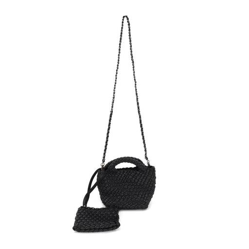 Braided Faux Leather Mini Tote Bag black front | MILK MONEY milkmoney.co | women's accessories. cute accessories. trendy accessories. cute accessories for girls. ladies accessories. women's fashion accessories
