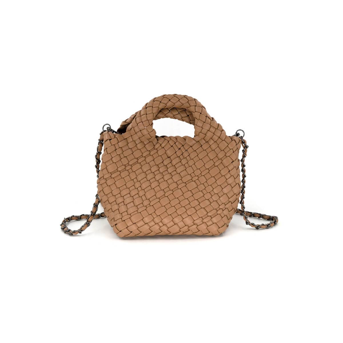 Braided Faux Leather Mini Tote Bag taupe front | MILK MONEY milkmoney.co | women's accessories. cute accessories. trendy accessories. cute accessories for girls. ladies accessories. women's fashion accessories