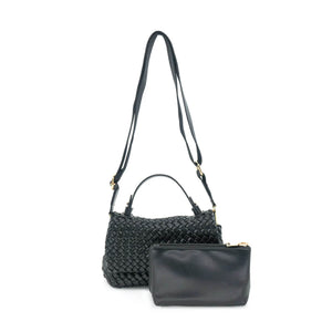 Braided Faux Leather Shoulder Bag black front | MILK MONEY milkmoney.co | women's accessories. cute accessories. trendy accessories. cute accessories for girls. ladies accessories. women's fashion accessories. 