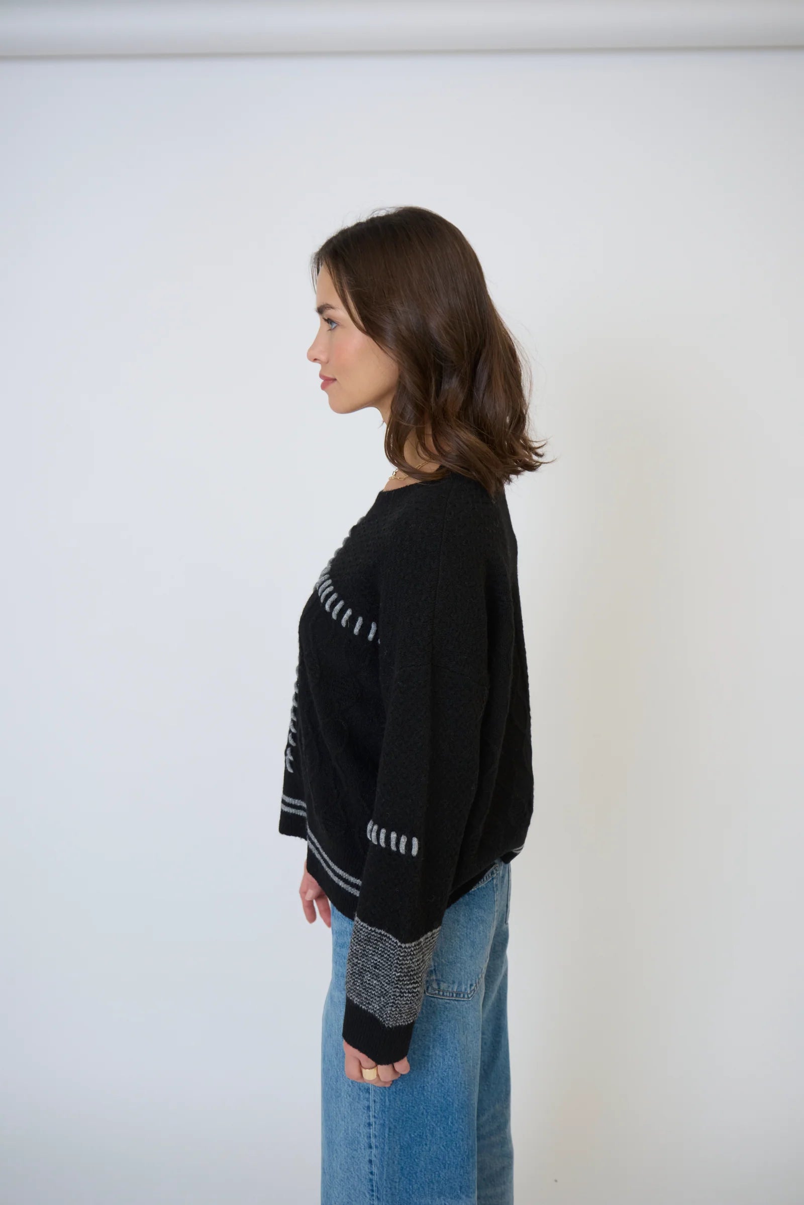 Central Park West Patchwork Cropped Sweater