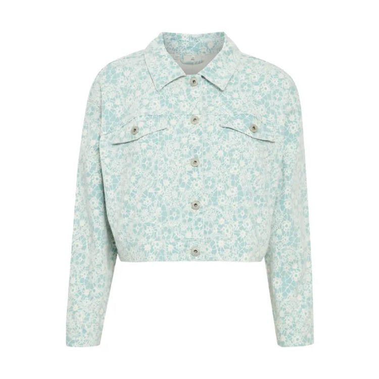 Callies Flower Print Denim Jacket blue front | MILK MONEY milkmoney.co | cute jackets for women. cute coats. cool jackets for women. stylish jackets for women. trendy jackets for women. trendy womens coats.