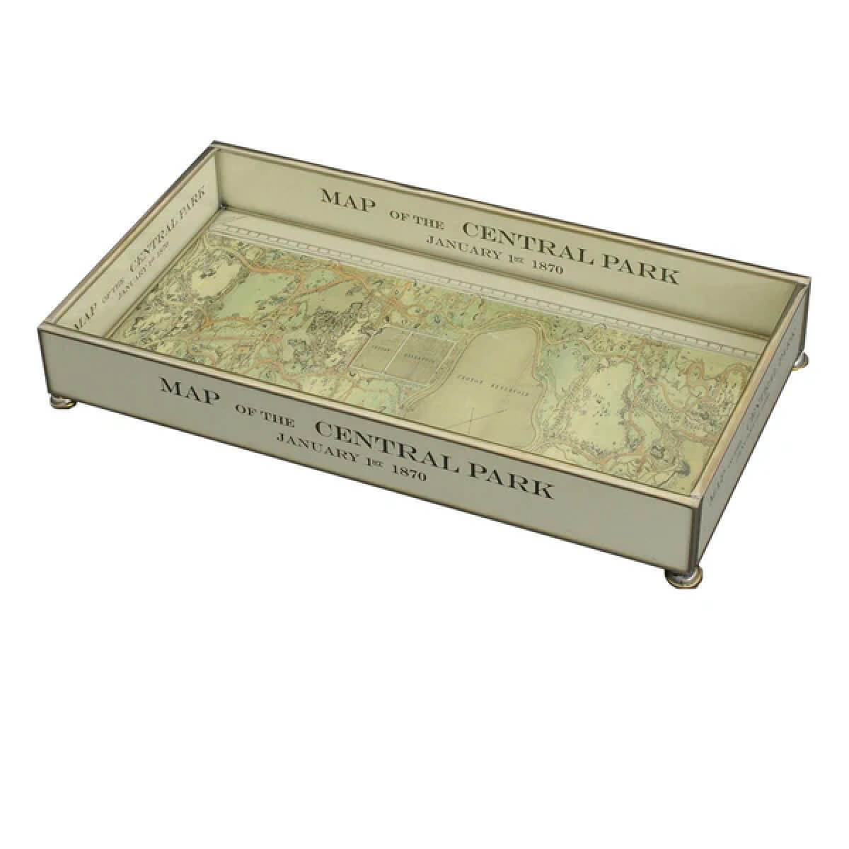 Central Park Map Glass Decorative Tray front | MILK MONEY milkmoney.co | white elephant gift ideas, gift, mother's day gift ideas, white elephant gift, gift shops near me, cute home decor, mother's day gift, cute home accents, handmade in USA, elegant home decor
