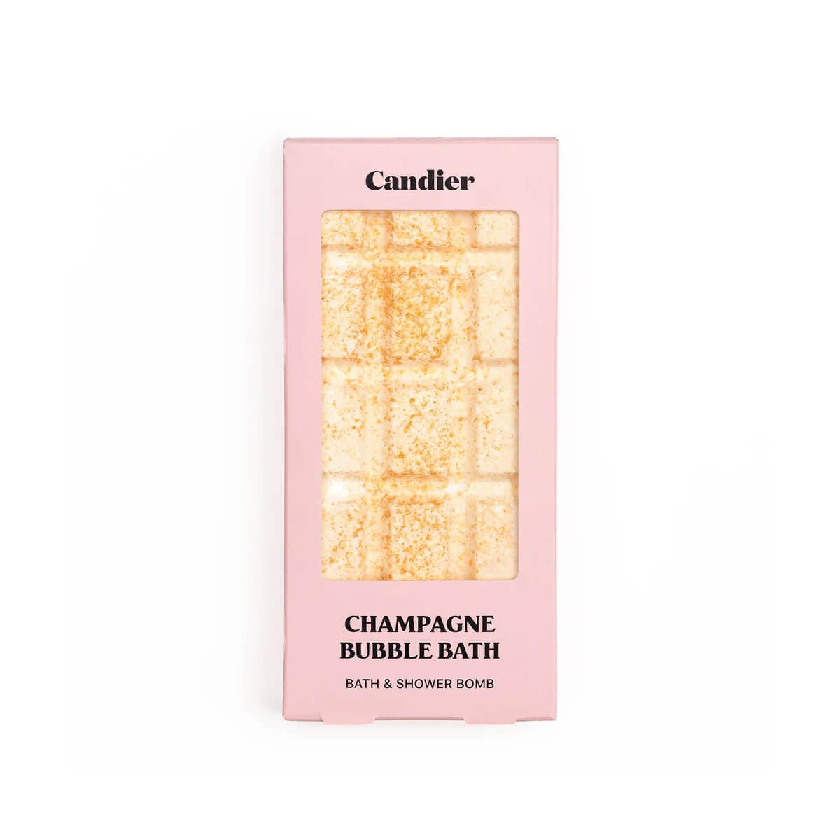 Champagne Bubble Bath Bar by Candier front | MILK MONEY milkmoney.co | natural skin care products. organic skin care. clean beauty products. organic skin care products. natural skincare. vegan skincare. organic skincare. organic beauty products. vegan cruelty free skincare. vegan skincare products