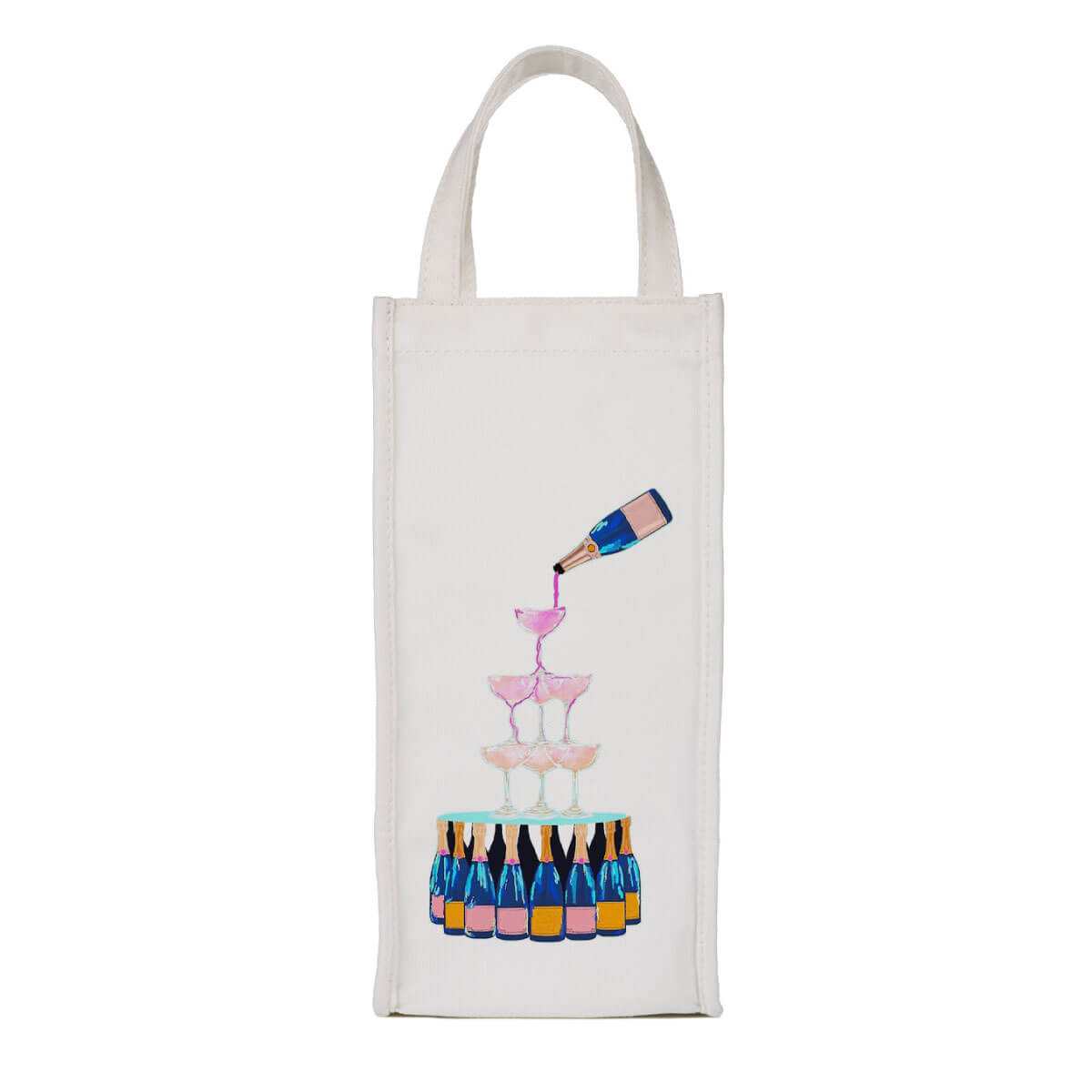Champagne Tower Wine Bag white front | MILK MONEY milkmoney.co | cute gifts 
