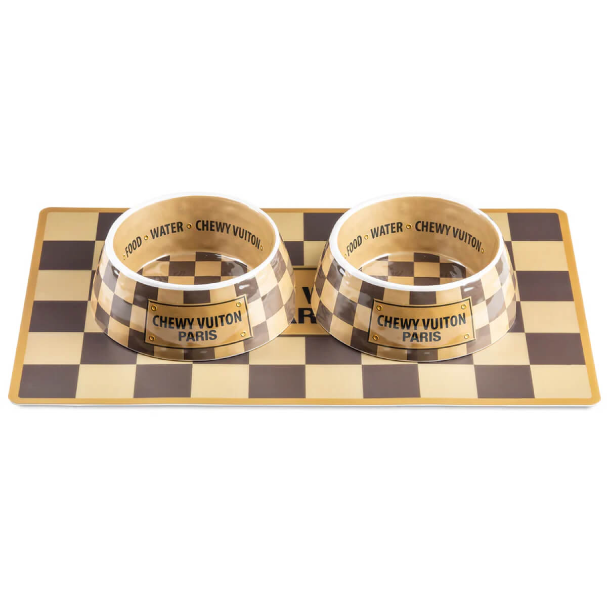 Checker Chewy Vuiton Dog Bowl Placemat